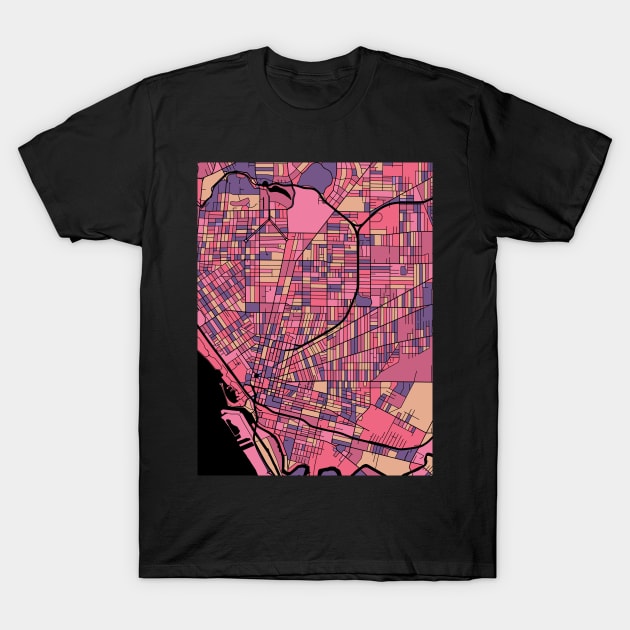 Buffalo Map Pattern in Purple & Pink T-Shirt by PatternMaps